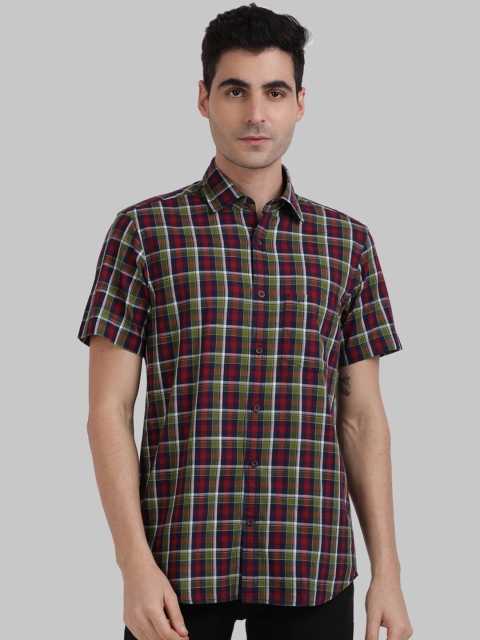 

ColorPlus Men Red & Green Tailored Fit Checked Casual Shirt