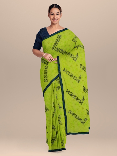 

KLM Fashion Mall Green Printed Silk Blend Saree