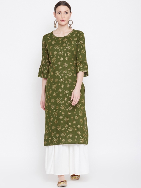 

Desi Rang Women Green Printed Kurti with Palazzos