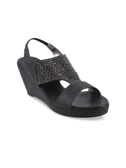 

Metro Women Black Embellished Wedges