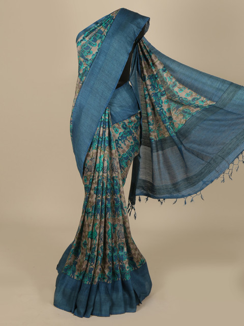 

Pothys Teal Blue Woven Design Jute Silk Saree