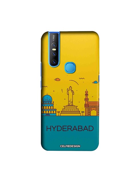

CelfieDesign Yellow & Teal-Blue Hyderabad Skyline Vivo V15 Sustainable Back Cover