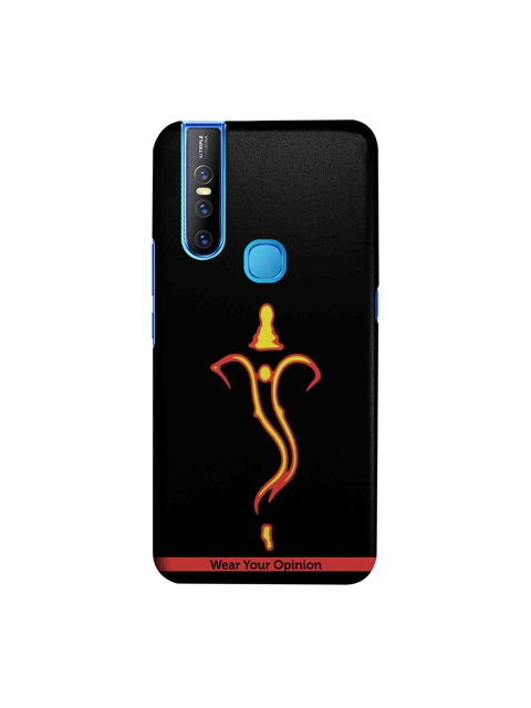 

CelfieDesign Black & Orange Ganesha Neon Wear Your Opinion Quirky Sustainable Vivo V15 Back Cover