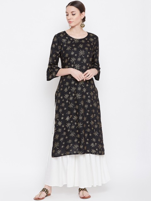 

Desi Rang Women Black & White Printed Kurta with Palazzos
