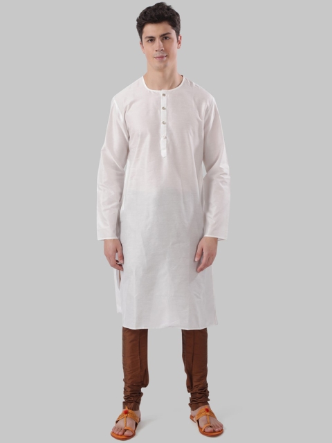 

Ethnix by Raymond Men White Solid Straight Kurta