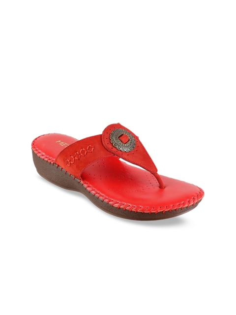 

Metro Women Red Embellished Leather Comfort Heels