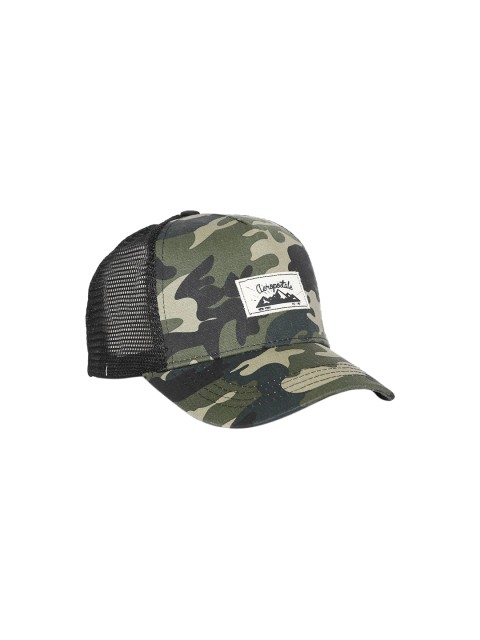 

Aeropostale Men Olive-Green & Beige Camouflage Printed Mesh Snapback Cap