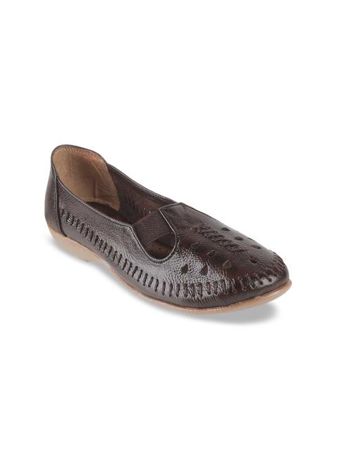 

SOLE HEAD Women Brown Laser Cut Ballerinas
