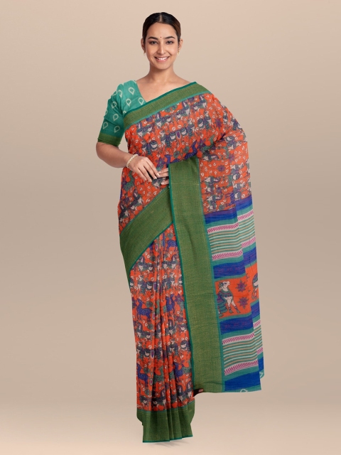 

KLM Fashion Mall Orange Printed Saree