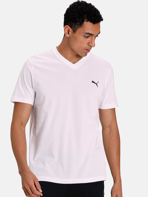 

Puma Men White Solid V-Neck T-shirt
