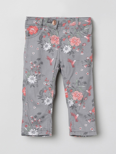 

max Girls Grey Regular Fit Floral Printed Regular Trousers