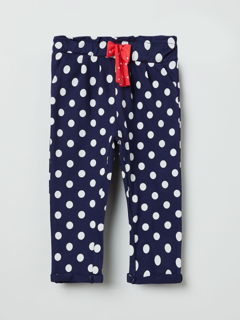 

max Girls Navy Blue & White Polka Dot Printed Regular Trousers