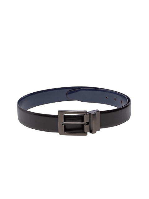 

Teakwood Leathers Men Black & Blue Solid Reversible Leather Belt