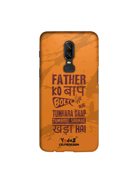 

CelfieDesign Rust coloured & Violet Quirky Sustainable Father Ko Baap Bolte Hai OnePlus 6 Back Cover