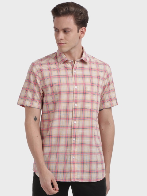 

ColorPlus Men Red Tailored Fit Checked Casual Shirt