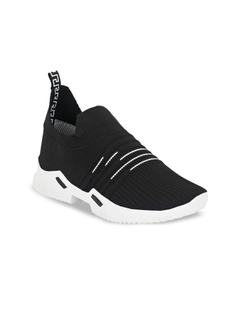 

BUCIK Men Black Solid Synthetic Mid-Top Slip-On Sneakers