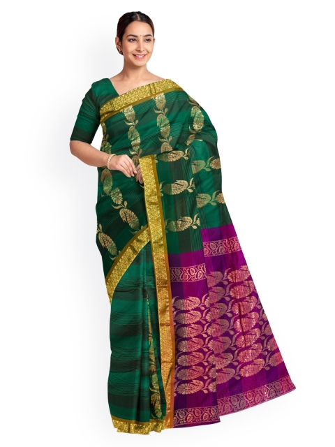 

KLM Fashion Mall Green Woven Design Silk Blend Saree