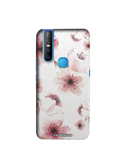 

CelfieDesign White & Pink Floral Printed Vivo V15 Phone Back Case