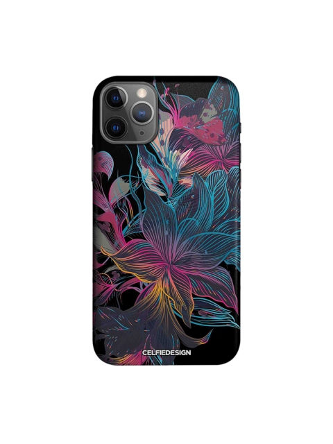

CelfieDesign Black & Blue Neon Flowers Printed iPhone 11 Pro Sustainable Back Cover