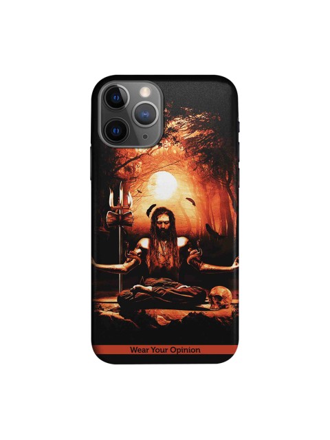 

CelfieDesign Black & Orange Meditation Aghori Wear Your Opinion Quirky Sustainable Apple iPhone 11 Pro Max Mobile Back Cover