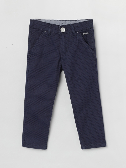max Boys Navy Blue Regular Fit Solid Regular Trousers