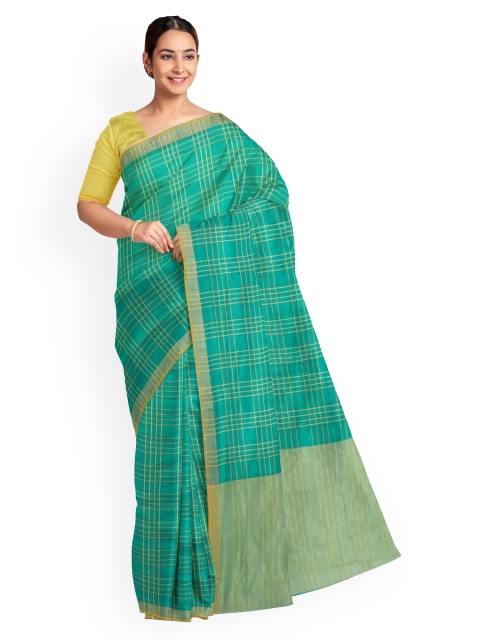 

KLM Fashion Mall Green Checked Saree