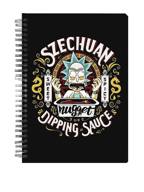 

MC SID RAZZ Black Rick and Morty Nuggets Printed Spiral Notebook