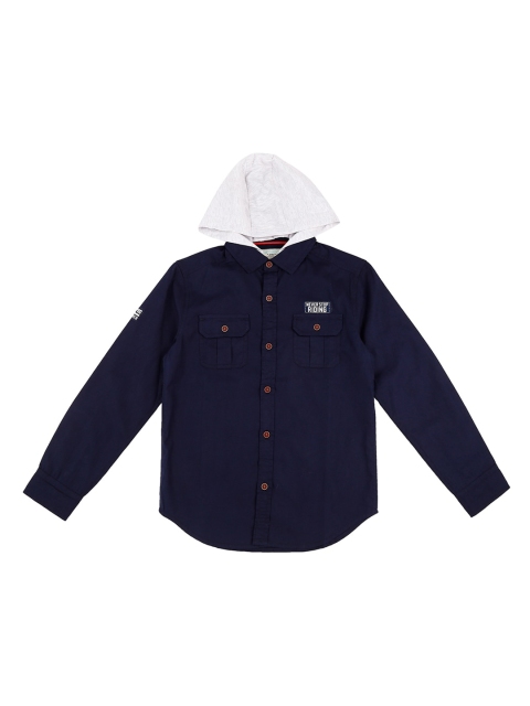 

Pantaloons Junior Boys Navy Blue Regular Fit Solid Casual Shirt