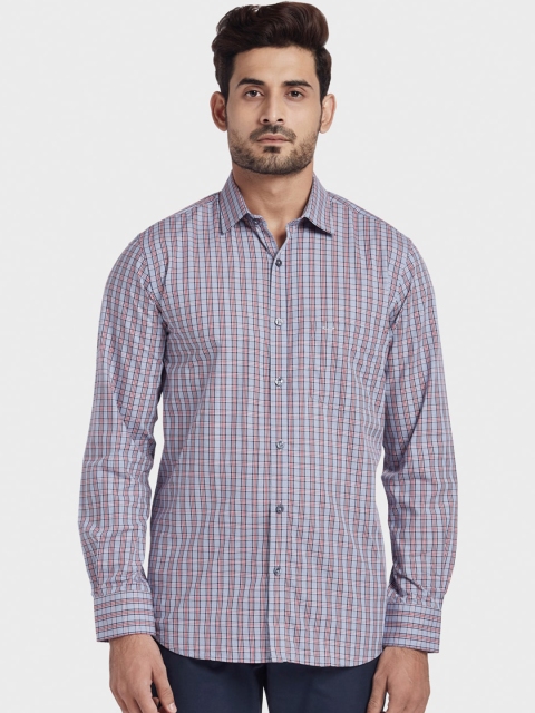 

ColorPlus Men Red & Blue Tailored Fit Checked Casual Shirt