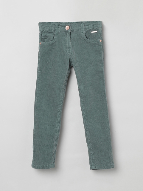 

max Girls Green Regular Fit Solid Regular Trousers