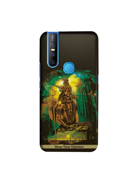 

CelfieDesign Black & Green Printed Vivo V15 Phone Back Case