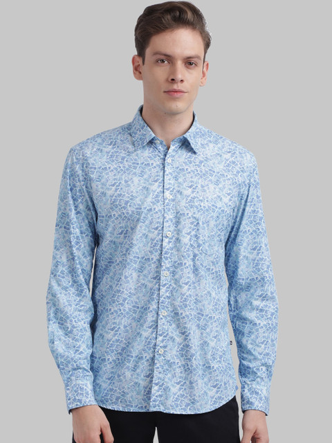 

Parx Men Blue Slim Fit Printed Casual Shirt