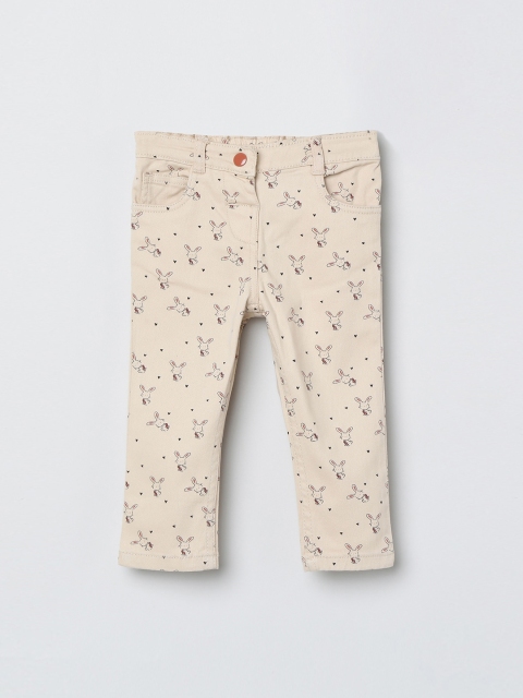 

max Girls Beige Regular Fit Printed Regular Trousers