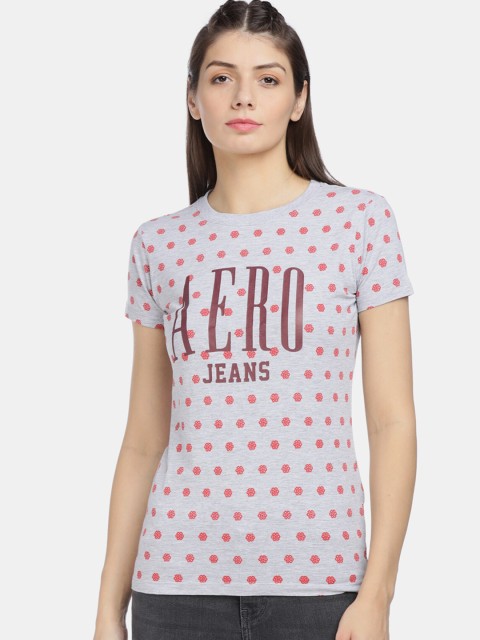

Aeropostale Women Grey Printed Round Neck T-shirt