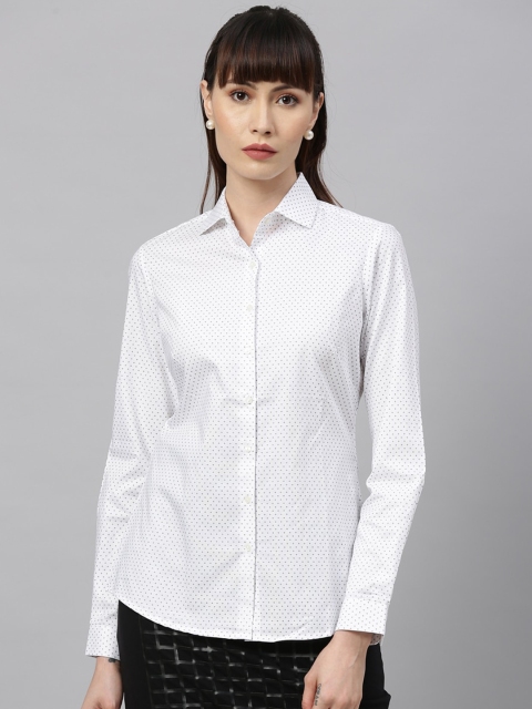 

Park Avenue Woman White Regular Fit Printed Casual Shirt