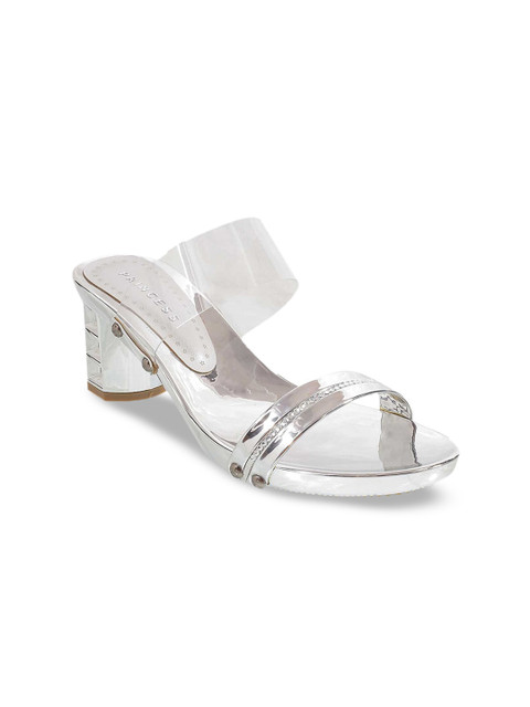 

Metro Women Silver-Toned Embellished Block Heels