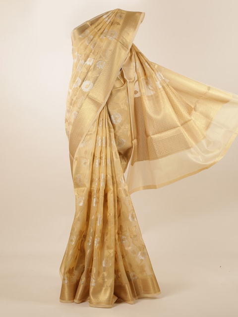 

Pothys Gold-Toned Woven Design Supernet Saree
