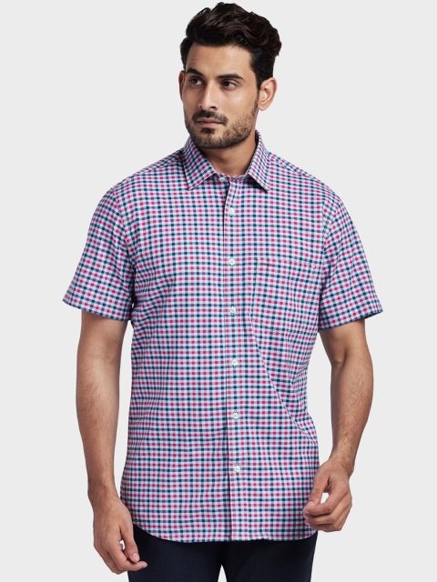 

ColorPlus Men Red & Blue Tailored Fit Checked Casual Shirt