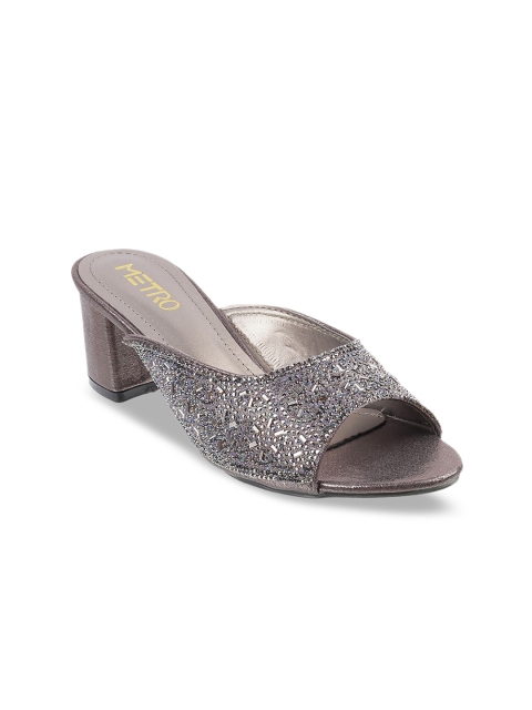 

Metro Women Grey Embellished Mules