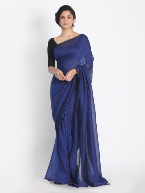 

Aryavart Blue Solid Pure Cotton Saree
