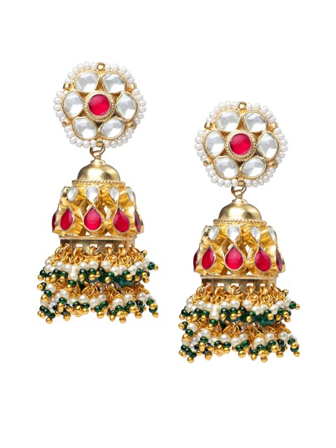 

MORKANTH JEWELLERY White & Pink Contemporary Jhumkas