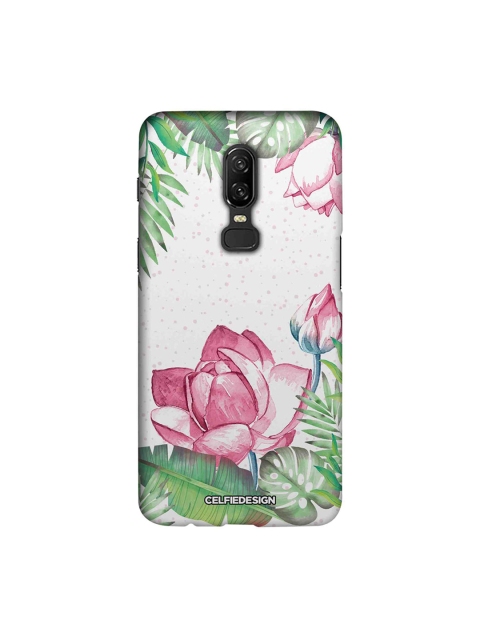 

CelfieDesign White & Green Laotian Lotus Base 501 Quirky Sustainable OnePlus 6 Back Cover