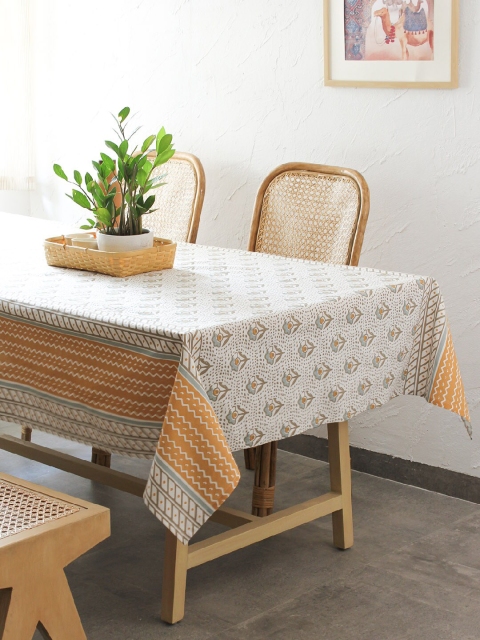 

House This Beige & Off-White Printed Rectangular Table Cover