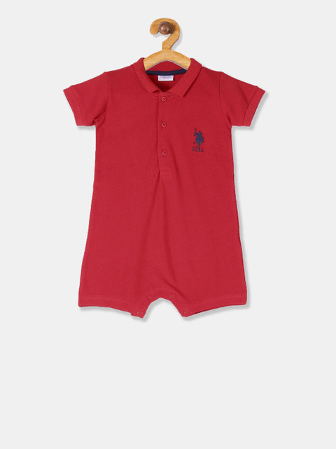 

U.S. Polo Assn. Kids Boys Red Solid Bodysuit
