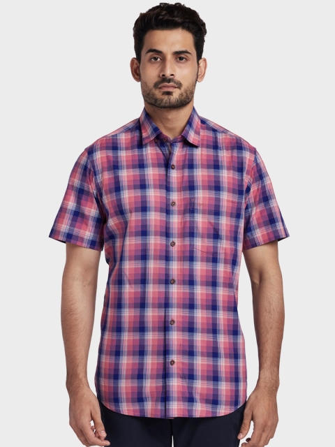 

ColorPlus Men Pink & Blue Tailored Fit Checked Casual Shirt