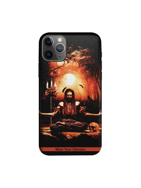 

CelfieDesign Black & Orange Meditation Aghori Wear Your Opinion Quirky Sustainable Apple iPhone 11 Pro Mobile Back Cover