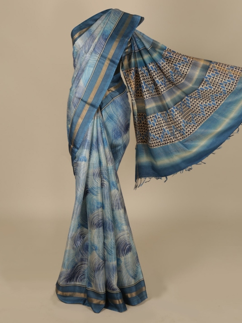 

Pothys Blue Printed Saree