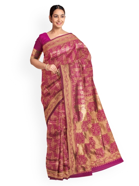 

KLM Fashion Mall Pink Woven Design Saree