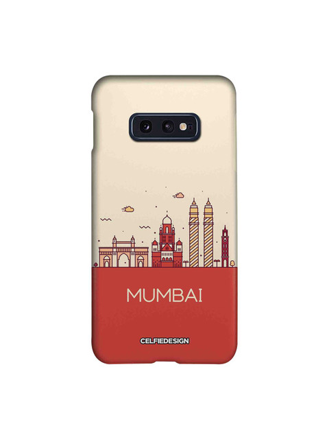 

CelfieDesign Peach-Coloured & Red Quirky Sustainable Mumbai skyline Samsung Galaxy S10E Back Cover