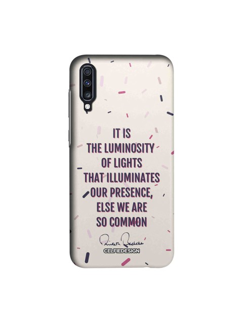 

CelfieDesign Off-White & Purple Presence AB Quotes Quirky Sustainable Samsung Galaxy A70 Mobile Back Cover